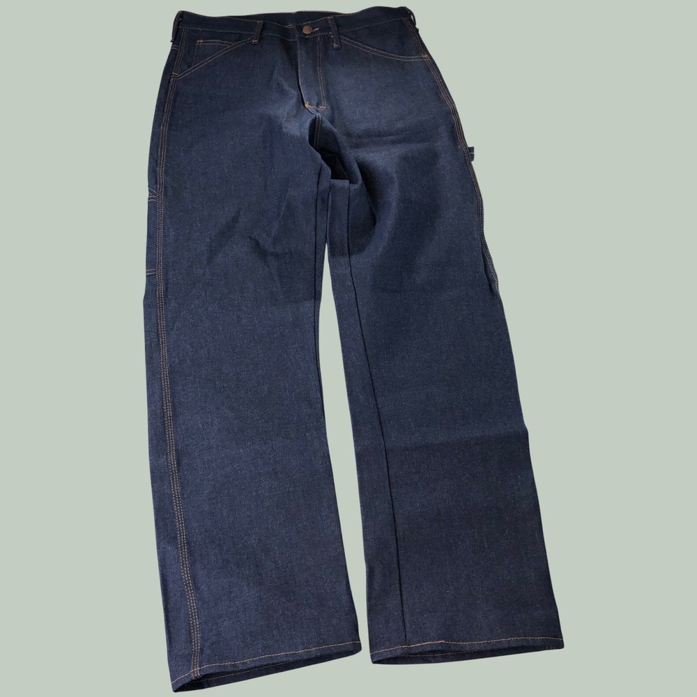 VTG Round House Carpenter Jeans Mens 33x33 USA Made Raw Denim Deadstock Workwear - Picture 6 of 16